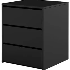 Comodino moderno 50x60h cm 3 cassetti nero Ombra