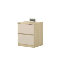 Comodino moderno 45x56h cm 2 cassetti beige cashmere rovere Elvira