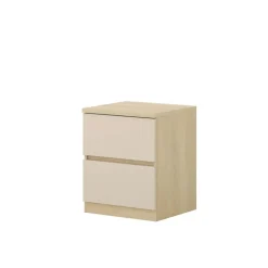 Comodino moderno 45x56h cm 2 cassetti beige cashmere rovere Elvira