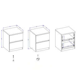 Comodino moderno 45x56h cm 2 cassetti verde salvia rovere Elvira