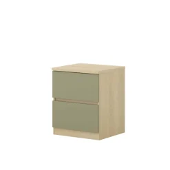 Comodino moderno 45x56h cm 2 cassetti verde salvia rovere Elvira