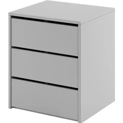 Comodino moderno 50x60h cm 3 cassetti grigio Ombra