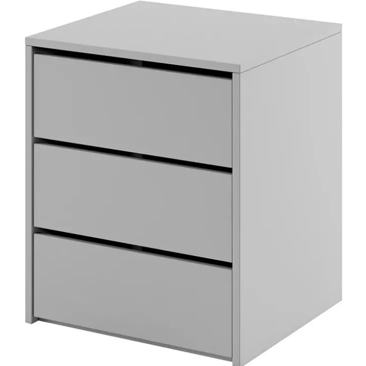 Comodino moderno 50x60h cm 3 cassetti grigio Ombra