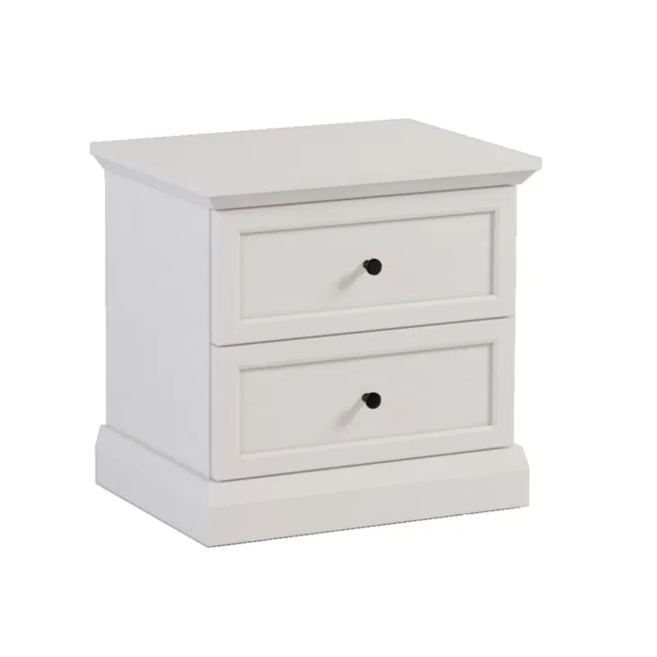 Comodino moderno 52x51h cm 2 cassetti shabby bianco Purro