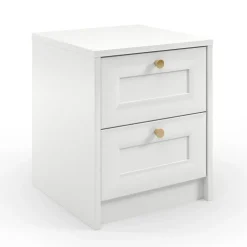 Comodino shabby 40x48h cm 2 cassetti bianco Shubo