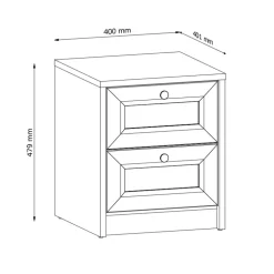 Comodino shabby 40x48h cm 2 cassetti bianco Shubo