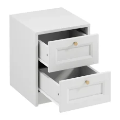 Comodino shabby 40x48h cm 2 cassetti bianco Shubo