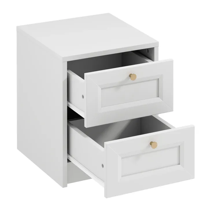 Comodino shabby 40x48h cm 2 cassetti bianco Shubo