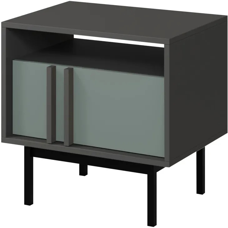 Comodino 53x53 cm 1 cassetto antracite verde Essenzia