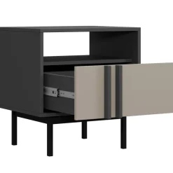 Comodino 53x53 cm 1 cassetto antracite beige Essenzia