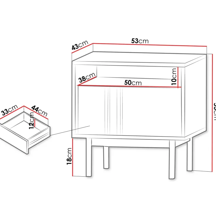 Comodino 53x53 cm 1 cassetto antracite beige Essenzia