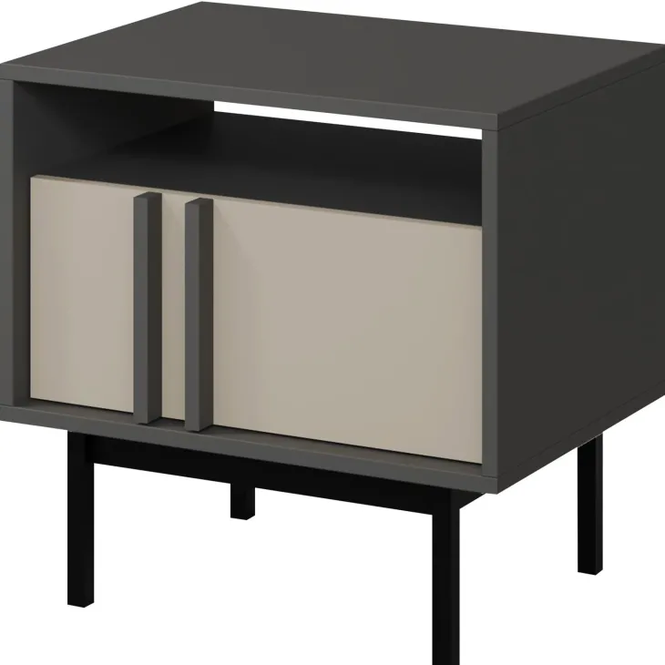 Comodino 53x53 cm 1 cassetto antracite beige Essenzia