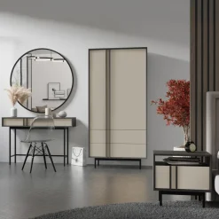 Comodino 53x53 cm 1 cassetto antracite beige Essenzia
