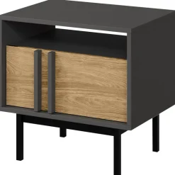 Comodino 53x53 cm 1 cassetto antracite rovere Essenzia