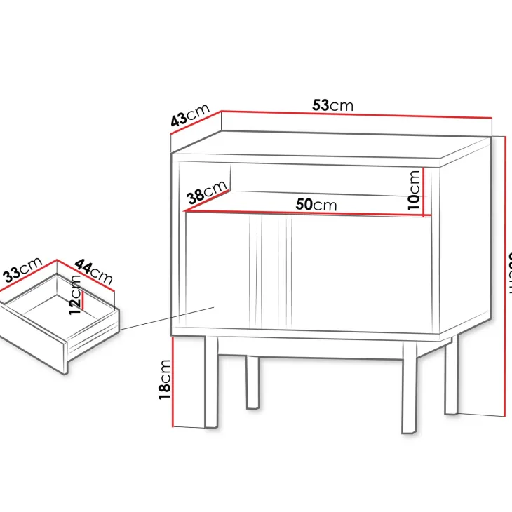 Comodino 53x53 cm 1 cassetto antracite rovere Essenzia