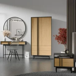 Comodino 53x53 cm 1 cassetto antracite rovere Essenzia