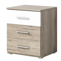 Comodino 47x56h 3 cassetti design moderno rovere bianco Noxis