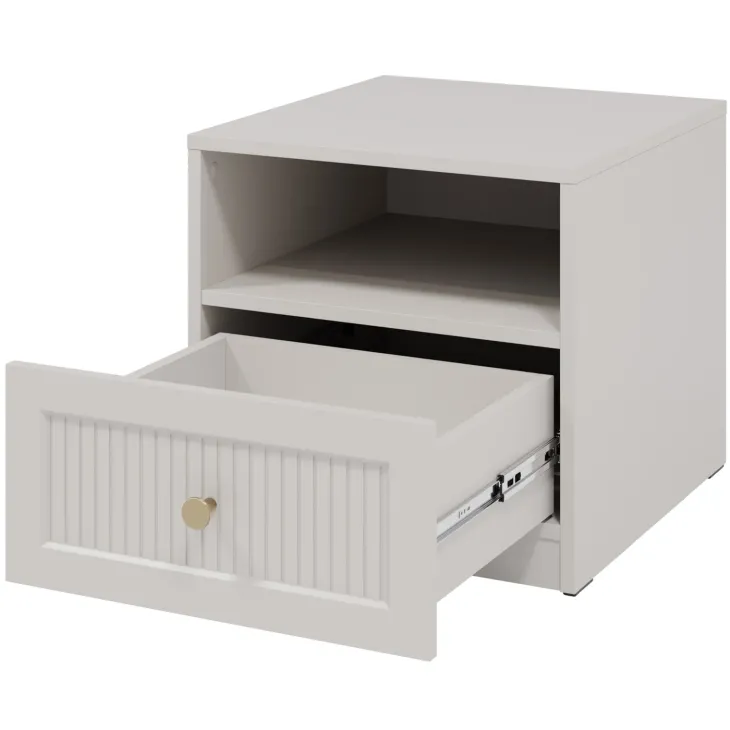 Comodino 46x44h cm cannettato 1 cassetto beige cashmere Rolly
