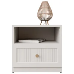 Comodino 46x44h cm cannettato 1 cassetto beige cashmere Rolly