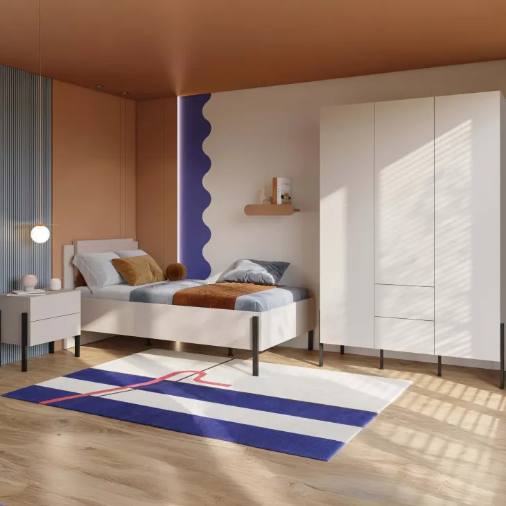 Comodino 59x59h cm 2 cassetti beige cashmere Simple