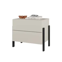 Comodino 59x59h cm 2 cassetti beige cashmere Simple