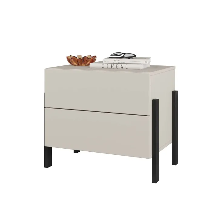 Comodino 59x59h cm 2 cassetti beige cashmere Simple