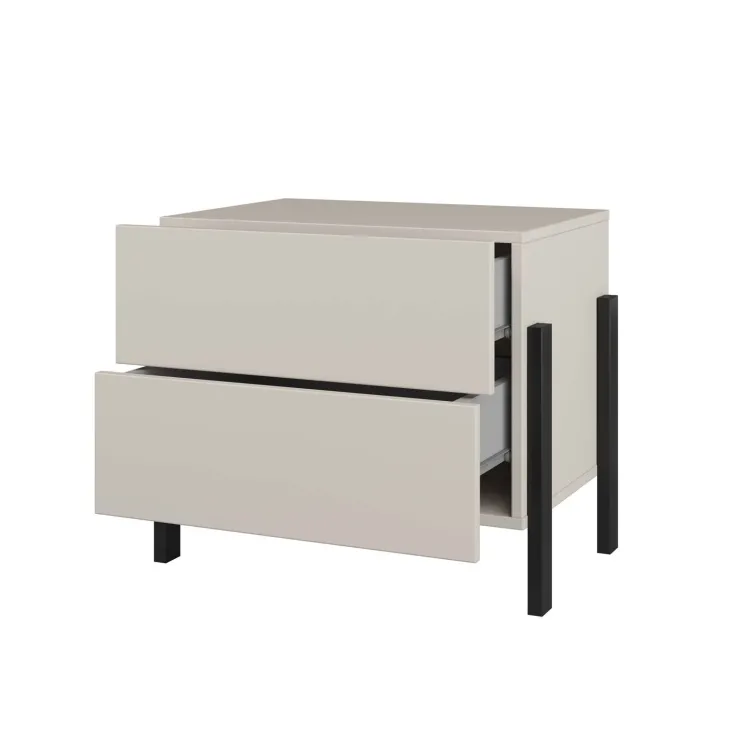 Comodino 59x59h cm 2 cassetti beige cashmere Simple