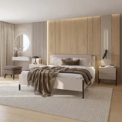 Comodino 59x59h cm 2 cassetti beige cashmere Simple