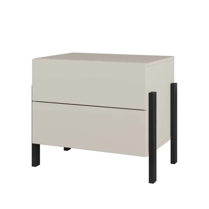 Comodino 59x59h cm 2 cassetti beige cashmere Simple