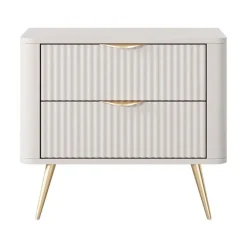 Comodino 63x55h cm 2 cassetti beige cannettato Ramis