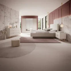 Comodino 63x55h cm 2 cassetti beige cannettato Ramis