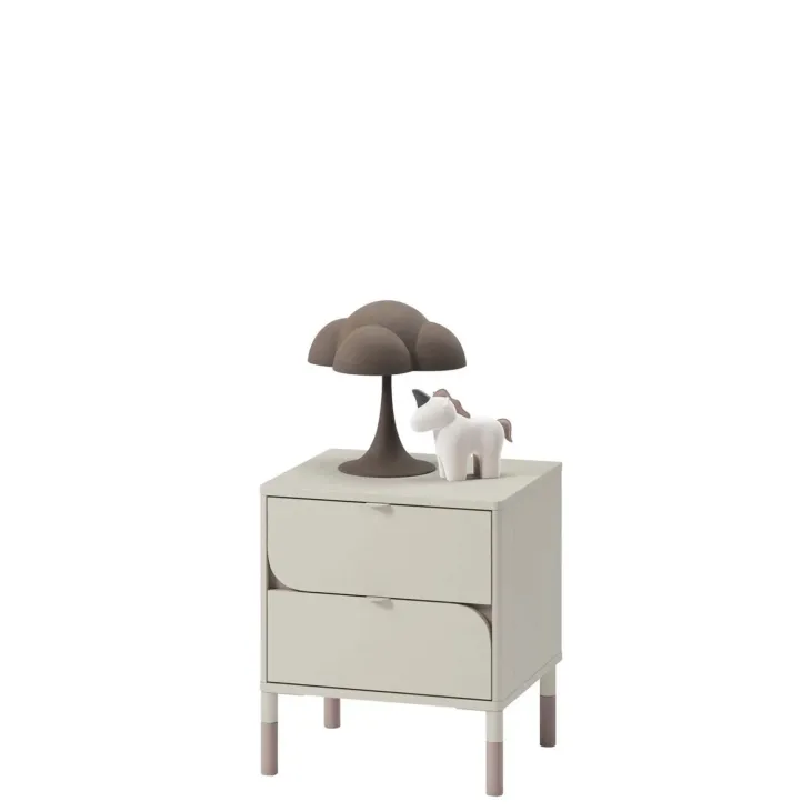 Comodino 46x52h cm 2 cassetti beige cashmere Rita