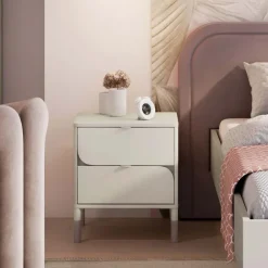 Comodino 46x52h cm 2 cassetti beige cashmere Rita