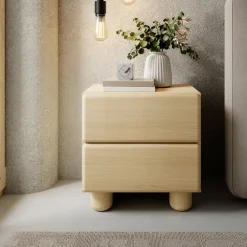 Comodino 50x52h cm 2 cassetti camera da letto rovere chiaro Mellow