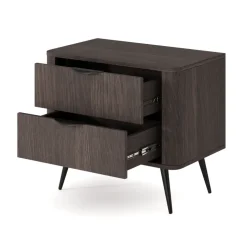 Comodino 63x55h cm 2 cassetti camera da letto wengè nero Vesper