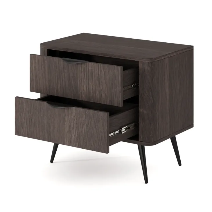 Comodino 63x55h cm 2 cassetti camera da letto wengè nero Vesper