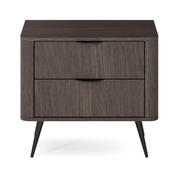 Comodino 63x55h cm 2 cassetti camera da letto wengè nero Vesper