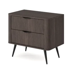 Comodino 63x55h cm 2 cassetti camera da letto wengè nero Vesper