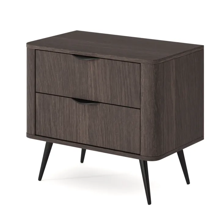 Comodino 63x55h cm 2 cassetti camera da letto wengè nero Vesper