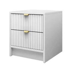 Comodino 35x40h cm 2 cassetti cannettato bianco Athena