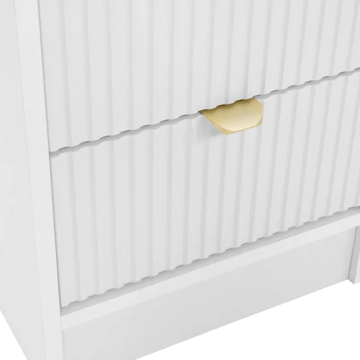 Comodino 35x40h cm 2 cassetti cannettato bianco Athena