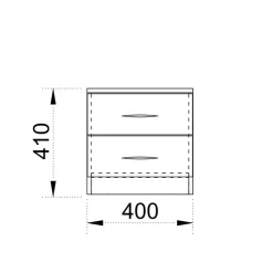 Comodino 40x41h cm 2 cassetti design noce Marte