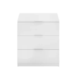 Comodino 50x58h cm 3 cassetti moderno bianco opaco Manuel