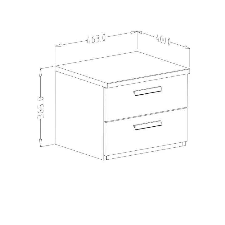 Comodino 46x37h cm 2 cassetti moderno rovere scuro nero Vulcano