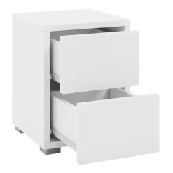 Comodino 30x38h cm 2 cassetti moderni bianco Eindhoven