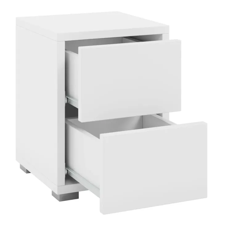 Comodino 30x38h cm 2 cassetti moderni bianco Eindhoven