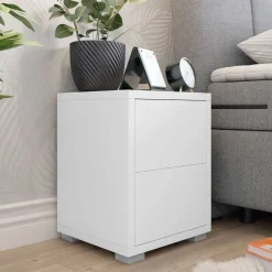 Comodino 30x38h cm 2 cassetti moderni bianco Eindhoven
