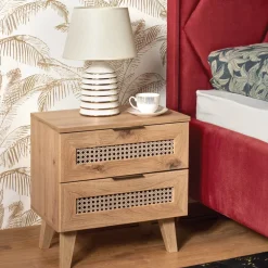 Comodino 50x52h cm 2 cassetti moderno rovere Sombra