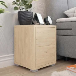 Comodino 30x38h cm 2 cassetti moderno rovere Eindhoven