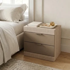 Comodino 50x51h cm 2 cassetti rovere scuro marrone Becket